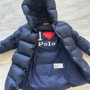 Navy Puffer Jacket with Hood
